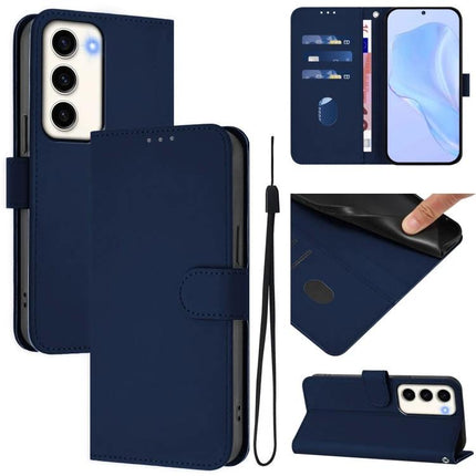 Leather Phone Case With Lanyard For Daily Essentials navy PU leather wallet case with card slots, TPU phone holder, and detachable lanyard