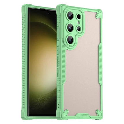 Armor Glaze Protective Case for Samsung Phones, Everyday Use - mint green PC TPU slim protective case with raised camera and screen edges