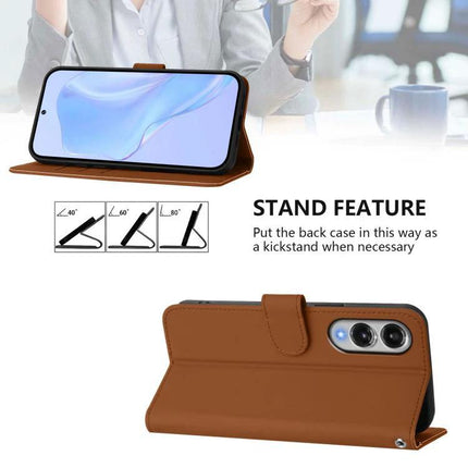 Leather Phone Case With Card Storage brown PU leather wallet case with kickstand for hands-free viewing, card slots and TPU backing