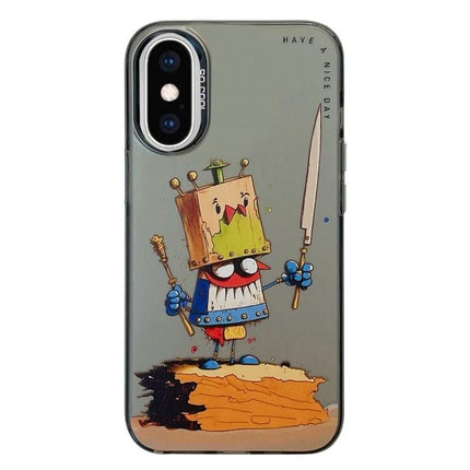 Animal Pattern Phone Case For Everyday Use with cartoon knight box character on slim TPU frame and PC back protecting smartphone