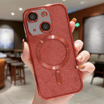 Slim Phone Case for Daily Life glitter red slim TPU case with electroplated frame and MagSafe ring protecting camera and ports
