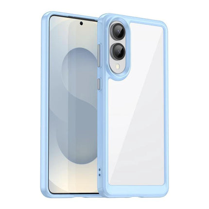 Acrylic Phone Case For Samsung Galaxy Everyday Protection For Daily Life And Handling During Commutes - clear acrylic with blue TPU bumper