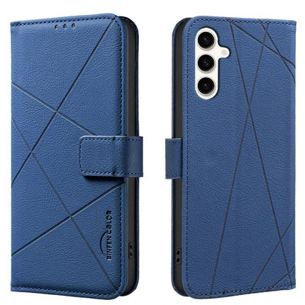 Leather Phone Case With Card Slots For Everyday Use - blue leather wallet case with three card slots, cash pocket and RFID protection