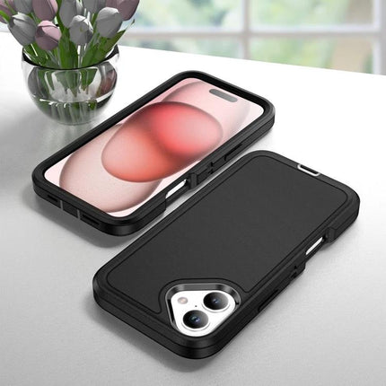 Waterproof Phone Case For Daily On-The-Go Protection – rugged black 3-layer phone case showing front and back, splash and dust-resistant design
