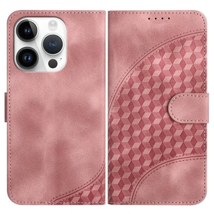 YX0060 Elephant Head Embossed PU Leather Case Lanyard For iPhone 15 Pro Max - pink embossed wallet case with stand and card slot