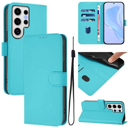 Leather Phone Case For Everyday Carry Essentials Simple Protective Case For Daily Errands On The Go turquoise wallet style with card slots, stand and wrist strap