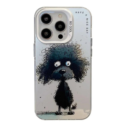 Animal Pattern iPhone Case for Everyday Use - clear TPU case with whimsical black poodle illustration, slim durable protection, anti-scratch design
