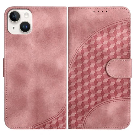 YX0060 Elephant Head Embossed PU Leather Case Lanyard For iPhone 15 Pro Max - rose pink wallet case with embossed geometric pattern and card slot