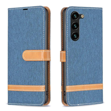 Leather Phone Case With Built-In Stand For Everyday Protection - blue denim wallet case with card slots, lanyard and TPU interior
