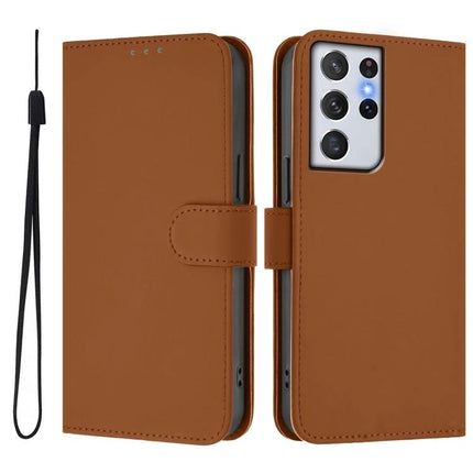 Leather Phone Case With Lanyard brown PU leather wallet-style case with TPU base, magnetic clasp and removable wrist lanyard