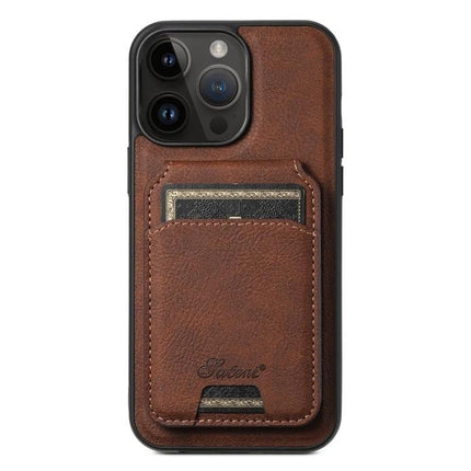 Suteni H16 Leather Detachable Wallet Back Case For IPhone 13 Pro And 12 Pro brown litchi texture leather case with detachable magnetic card wallet