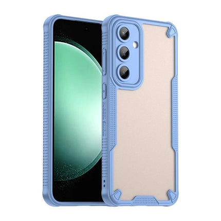 Armor Glaze Case For Samsung Phones Everyday Protection For Daily Commute And Work - slim blue PC TPU hybrid case with raised edges for screen and camera