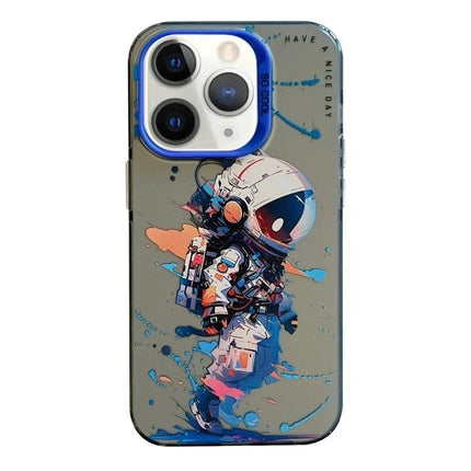 Animal Pattern Phone Case for Everyday Protection featuring vibrant oil-painting astronaut design, durable TPU frame and PC backplate, slim protective cover