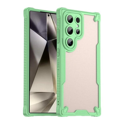 Armor Glaze Protective Case for Samsung Phones, Everyday Use - slim mint green PC TPU bumper case with raised camera and screen edges