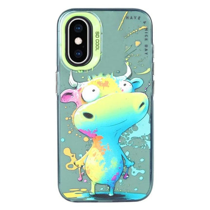Animal Pattern Phone Case For Everyday Use — colorful cartoon cow TPU frame with PC back, slim protective phone case for daily commuting