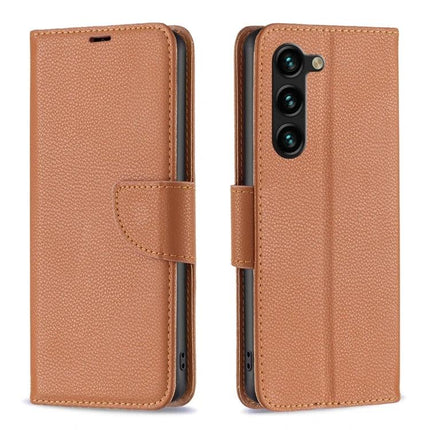 Leather Flip Phone Case With Card Slots in tan PU leather with card pockets, soft TPU lining and built-in kickstand