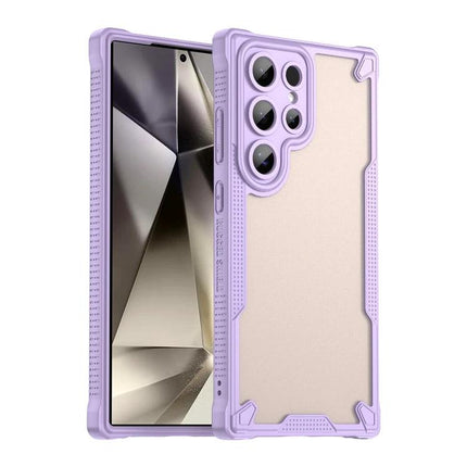 Armor Glaze Protective Case for Samsung Phones, Everyday Use - slim purple PC TPU hybrid case with raised edges and camera protection