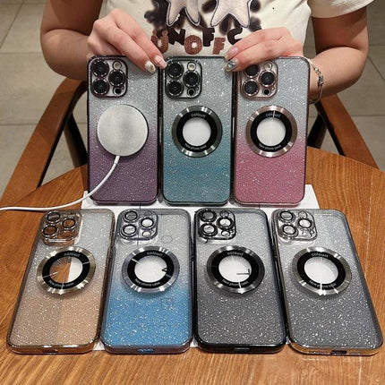 Daily Phone Case for iPhone 12 Everyday Protection - glitter TPU cases in gradient colors with ring magnet and MagSafe charger