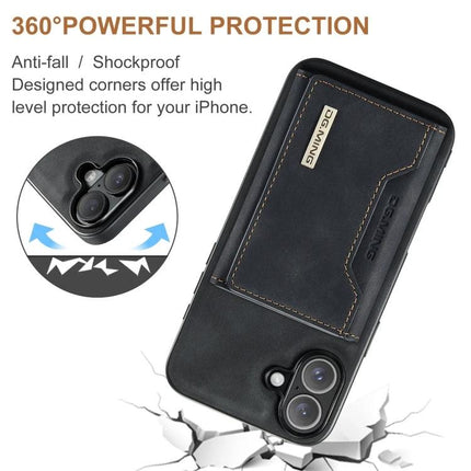 DG.MING Leather Phone Case With Card Holder For Everyday Commuting And On The Go Practical Everyday Essential - black leather cardholder wallet case with stand