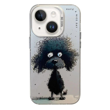 iPhone Case With Animal Pattern For Everyday Protection During Commutes And Daily Use - clear TPU/PC case with oil-painting style black poodle design