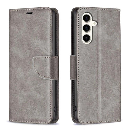 Protective Leather Flip Case With Card Storage gray PU leather wallet phone case with magnetic closure and camera cutout