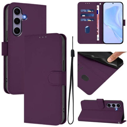 Leather Phone Case With Card Holder For Daily Essentials in purple PU leather wallet with 3 card slots, cash pocket and TPU phone shell