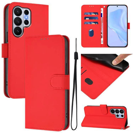 Essential Leather Phone Case With Card Slots For Daily Use red PU leather wallet case with 3 card slots, stand feature and detachable strap