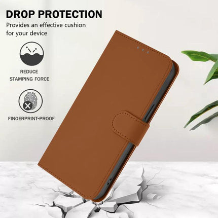 Essential Leather Phone Case With Card Slots For Daily Use brown PU leather folio showing card slots, drop protection and adjustable viewing bracket