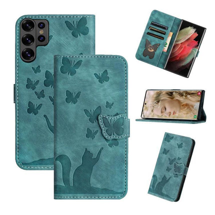Leather Phone Case With Card Slots For Everyday Use - teal cat and butterfly wallet folio with card slots and kickstand