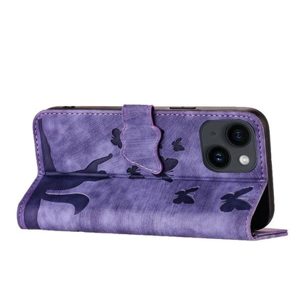 Leather Flip Case for Daily Phone and Card Organization - purple floral PU leather wallet case with TPU core, card slots and camera cutout