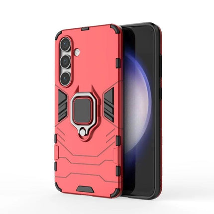 Samsung Protective Case With Snug Fit For Everyday Use - red rugged PC TPU case with ring kickstand and raised camera protection