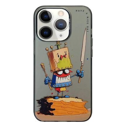 Animal Pattern Phone Case for Everyday Protection featuring vibrant oil-painting cartoon knight on durable TPU and PC slim protective case
