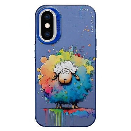 Animal Pattern Phone Case For Everyday Use - colorful sheep TPU frame PC back slim protective phone case