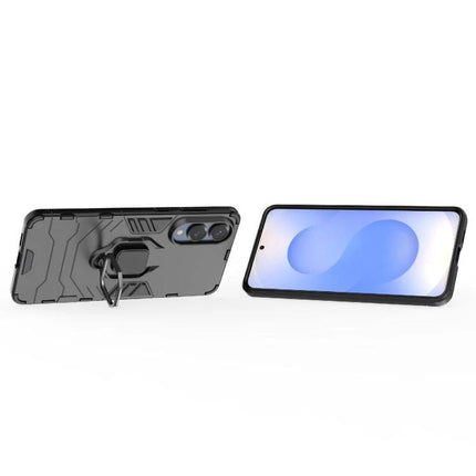 Samsung Protective Case With Snug Fit For Everyday Use - rugged black PC+TPU case with kickstand and raised camera protection