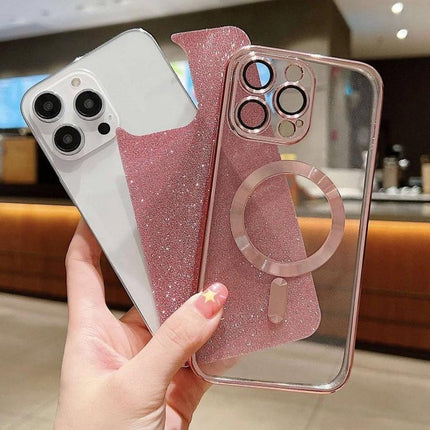 Slim Phone Case for Daily Life glitter pink slim TPU case with electroplated frame and MagSafe ring, slim protection for commuters and workouts