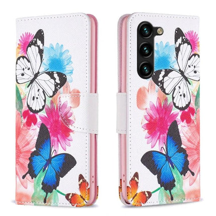Leather Phone Case for Galaxy - Slim Everyday Protection for Daily Phone Handling with floral butterfly PU leather wallet cover