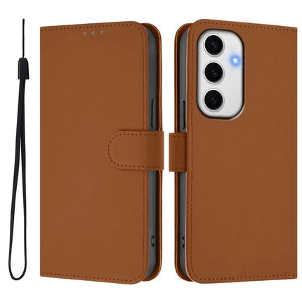 Leather Phone Case With Lanyard For Everyday Use brown PU leather wallet case with card slot, built-in stand and detachable lanyard