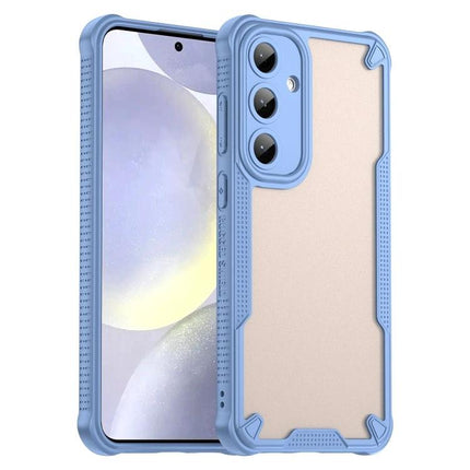 Armor Glaze Protective Case for Samsung Phones, Everyday Use slim blue PC TPU blend case with raised edges for screen and camera protection