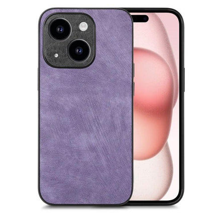 Vintage Leather Phone Case for Everyday Protection — purple slim leather TPU PC hybrid case with raised edges for pocket-friendly daily protection