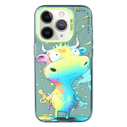 Animal Pattern Phone Case for Everyday Protection with vibrant oil-painting cartoon cow, durable TPU and PC construction, slim everyday defense