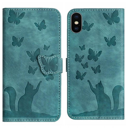 Butterfly Leather Flip Case With Card Slot teal cat and butterfly embossed wallet phone case with card pocket