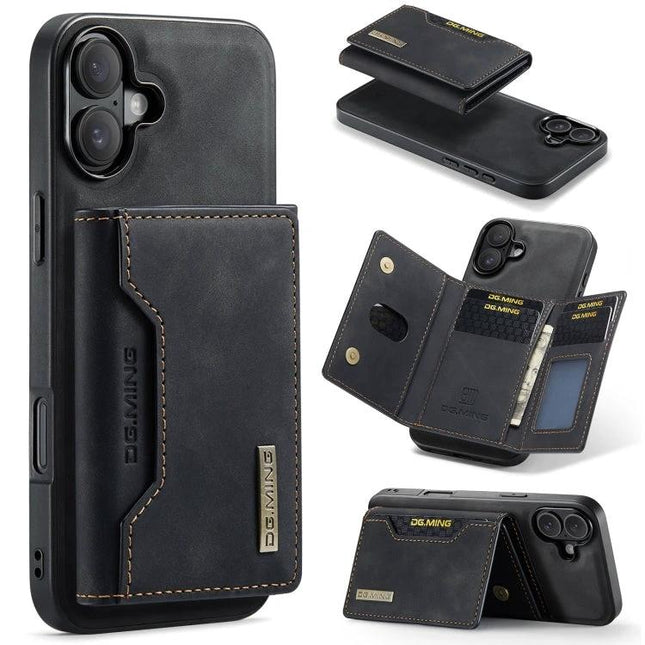 DG.MING Leather Phone Case With Card Holder For Everyday Commuting And On The Go Practical Everyday Essential - black leather wallet case with card slots and stand