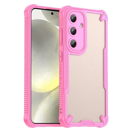 Armor Glaze Protective Case for Samsung Phones, Everyday Use - slim pink PC TPU hybrid with raised edges for screen and camera protection