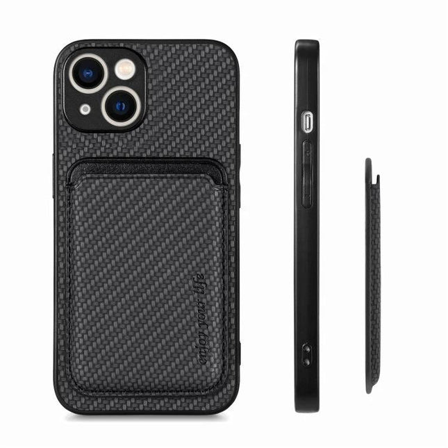 Leather Phone Case With Built In Card Holder For Everyday Commute And Quick Wallet Convenience - slim black PU leather case with built-in card pocket