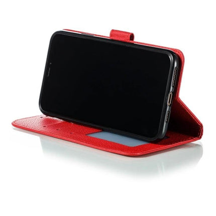 Leather Phone Case for Everyday Carry and Protection — red genuine leather wallet case with card slots and horizontal viewing stand