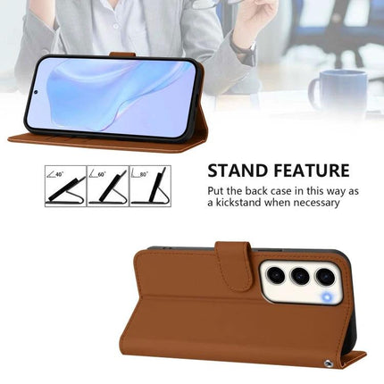 Leather Phone Case With Lanyard For Daily Essentials brown PU leather wallet case with kickstand, card slots and lanyard attachment