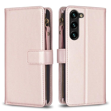 Leather Flip Wallet Case for Everyday Phone Storage — rose gold PU leather wallet with zipper pocket, card slots and built-in stand