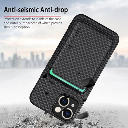 Leather Phone Case With Built In Card Holder For Everyday Commute And Quick Wallet Convenience - black textured anti-drop phone case with card slot