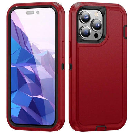 Waterproof Phone Case For Daily On-The-Go Protection - red 3-layer protective phone case with clear screen access and camera cutout