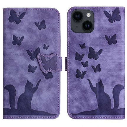 Leather Flip Case for Daily Phone and Card Organization - purple butterfly cat PU leather wallet cover